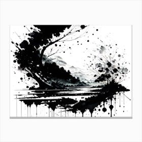 Black And White Ink Painting Canvas Print