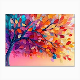 Elegant Colorful Tree with Colorful Leaves 2 Canvas Print