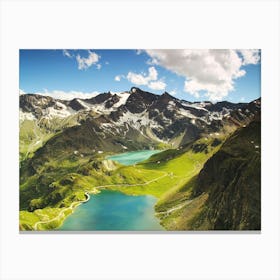 Aerial View Of Mountain And Body Of Water Canvas Print