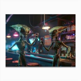 Two Drunk Aliens Toasting 1 Canvas Print