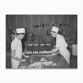 Making Rolls At Bakery, San Angelo, Texas By Russell Lee Canvas Print