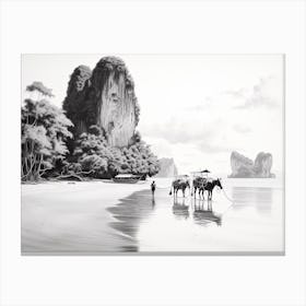 A Horse Oil Painting In Railay Beach, Thailand, Landscape 2 Canvas Print