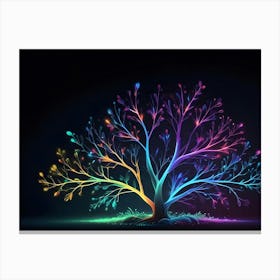 Rainbow Tree On Black Background 1 Canvas Print