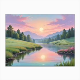 Sunset By The River Canvas Print