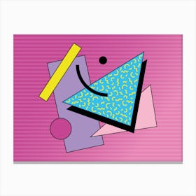 Memphis Pattern Retro Dreamwave 80s Vintage Pink Shapes Artwork Canvas Print