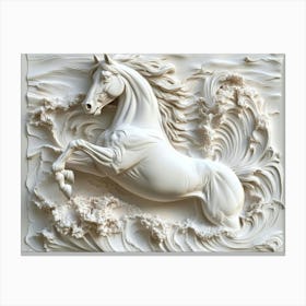 3D Horse Carved in Marble Canvas Print