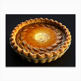 A Golden Brown Pie Isolated On A Black Background 1 Canvas Print