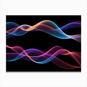 Abstract Image Of Colorful, Glowing Waves On A Black Background, Creating A Dynamic And Energetic Effect 7 Canvas Print