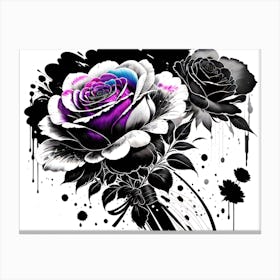 Black And Purple Roses 1 Canvas Print