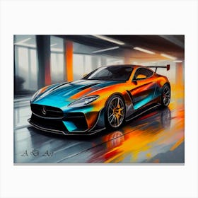 Mercedes Super Sportscar Drive In Parkhouse Abstract Color Painting Canvas Print