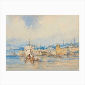 Fishing Boats On The Sea Of Marmara, Istanbul, Amadeo Preziosi Canvas Print