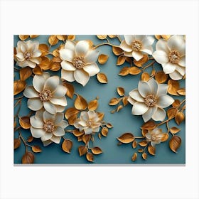 Gold And White Flowers 8 Canvas Print