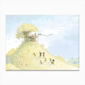 Treehouse illustration summer children childhood landscape Canvas Print