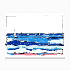 Sailboats In The Ocean Canvas Print