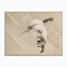 Fisherman Carrying His Net In The Snow, Katsushika Hokusai Canvas Print