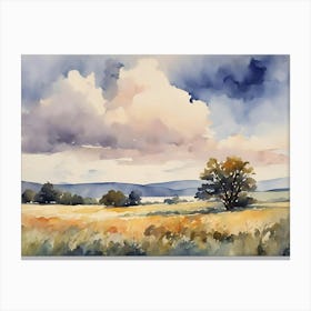 Watercolor Of A Field 1 Canvas Print