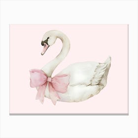 Swan With Pink Bow Canvas Print