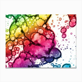 Abstraction Watercolor Rainbow Bubbles Canvas Print