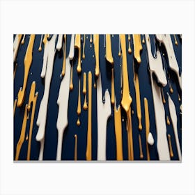 Gold And Blue Paint Drips Canvas Print