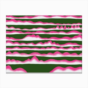 Pink And Green Stripes Canvas Print