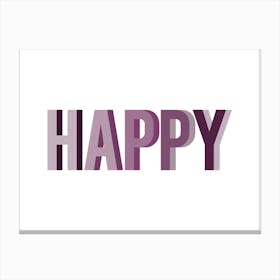 Happy Typography Purple Canvas Print