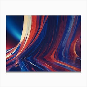 Abstract Image Of A Flowing, Liquid Like Surface With Streaks Of Red, Blue, And White, Creating A Sense Of Depth And Movement Canvas Print