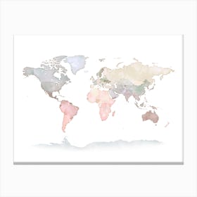 Pastel World Map No 131 Canvas Print