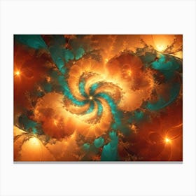 Abstract Image Of A Swirling, Colorful Pattern In Shades Of Orange, Teal, And Gold Canvas Print