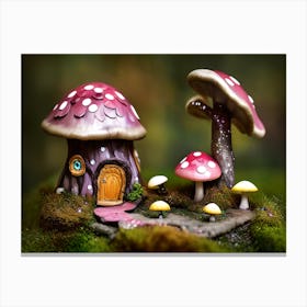 Red Mushroom Garden Canvas Print