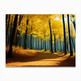 Yellow Forest Path Canvas Print