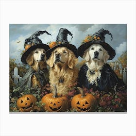 Halloween Golden Retrievers In Oil 22 Canvas Print