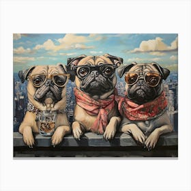 Elegant Pugs 3 Canvas Print