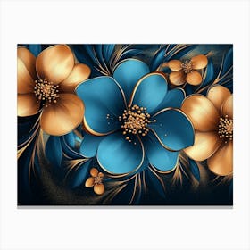 Blue And Gold Flowers Canvas Print