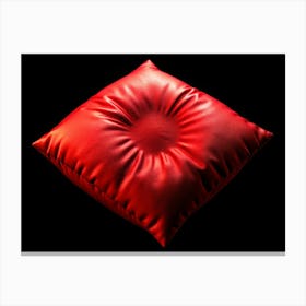 Red Square Pillow Isolated On Black Background Canvas Print