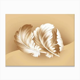 Feathers On A Beige Background Canvas Print