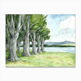 Trees By The Lake Canvas Print