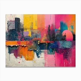Colorful Chronicles: Abstract Narratives of History and Resilience. Cityscape Abstract Painting Canvas Print