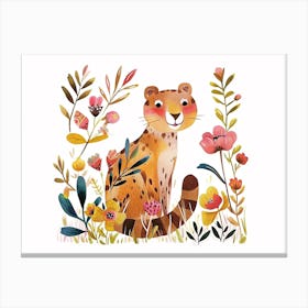 Little Floral Cougar 3 Canvas Print