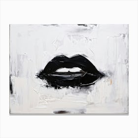 Abstract Painting Of Full Sealed Lips Painted Black Symbolizing Silence And Mystery Expressive Mi Canvas Print