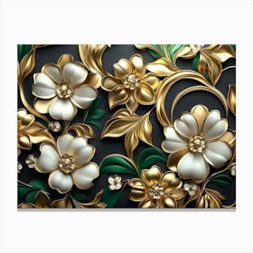 Gold Flowers 34 Canvas Print