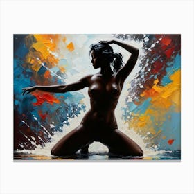  Naked woman silhouette with abstract background - Acrylic oil painting  #1 Canvas Print