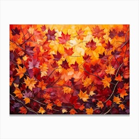 An Abstract Design Of Autumndisplaying A Group Of Maple Leaves With A Brilliant Interplay Of Leaf T Canvas Print