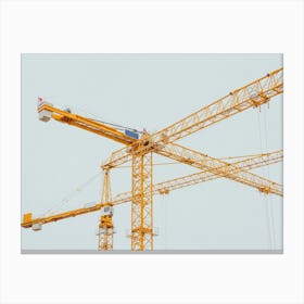 Many Yellow Construction Cranes In Winter Day At The City Of Berlin Canvas Print