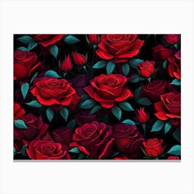 Red Roses Wallpaper Canvas Print