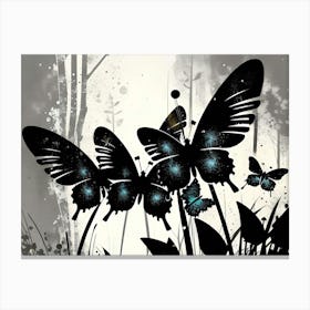 Black Butterflies 1 Canvas Print