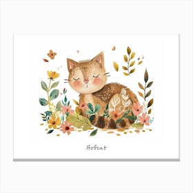 Little Floral Bobcat 2 Poster Canvas Print
