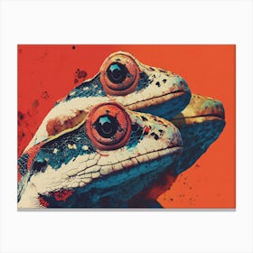 A Gang of Geckos Orange Canvas Print