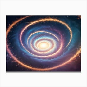 Abstract Image Of A Swirling Galaxy With A Bright Light At Its Center, Surrounded By Sparkling Dust And Clouds Canvas Print