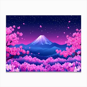 Sakura Trees At Night Canvas Print