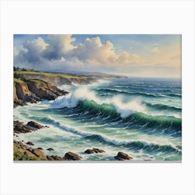 Power and Grace on the Edge of the World Cliffs And Waves Canvas Print